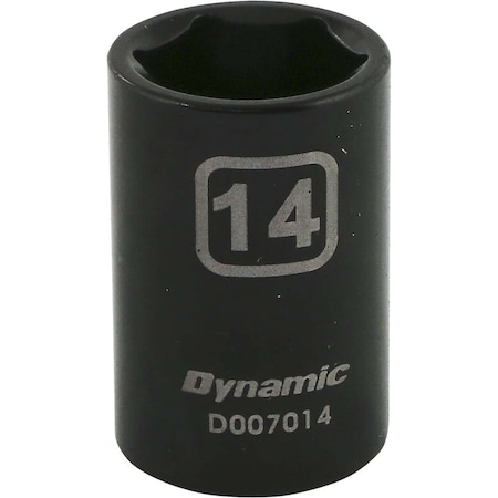 Dynamic 3/8" Drive Standard Socket, Black Phosphate, Tools 3/8" Drive 6 Point Metric, 14mm Standard Length D007014